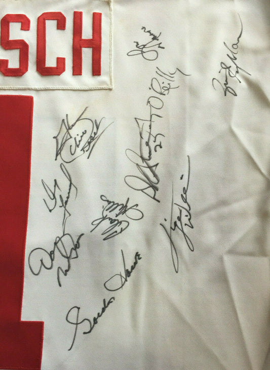 Chico Resch Signed Game Used 1994 Heroes Jersey 19 auto Gordie Howe PSA LOA HOF