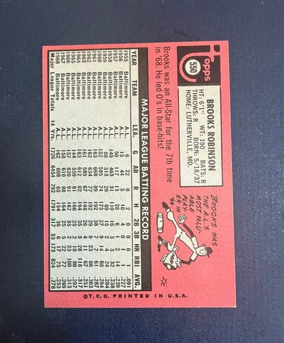 1969 Topps Set-Break #550 Brooks Robinson NM MInt OR BETTER Beauty HOF Orioles