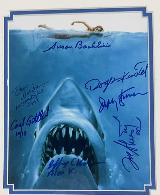 Jaws Cast Signed Framed Movie Poster Collage Photo 11 Auto Roy Scheider PSA LOA