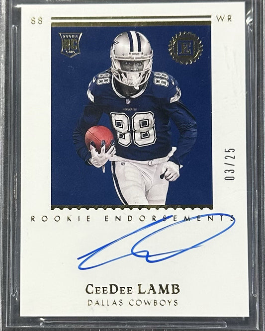 2020 Panini Encased CeeDee Lamb Rookie /25 Gold RC BGS 9.5/10 Mint Auto Cowboys