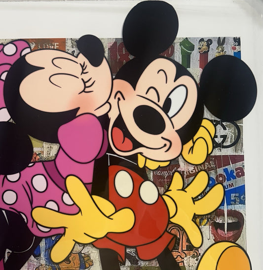 Mickey Mouse Minnie Mouse 3D 26x26 Framed Photo I Love U Disney