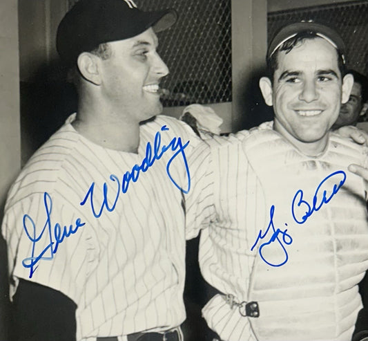 Yogi Berra Gene Woodling Allie Reynolds Signed 8x10 Photo Yankees 3 Auto JSA COA