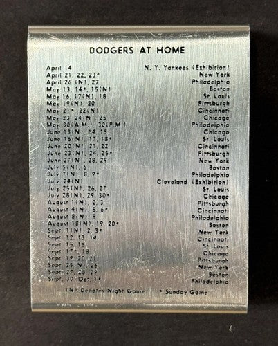 Brooklyn Dodgers 1950 Baseball Schedule Metal Cigarette Case Jackie Robinson