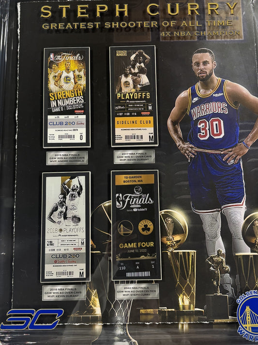 Stephen Curry 24x30 Framed Golden State Warriors Championship Ticket Collection