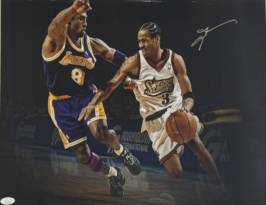 Allen Iverson Signed 16x20 Kobe Bryant Photo Framed w/ Logo Auto HOF JSA COA