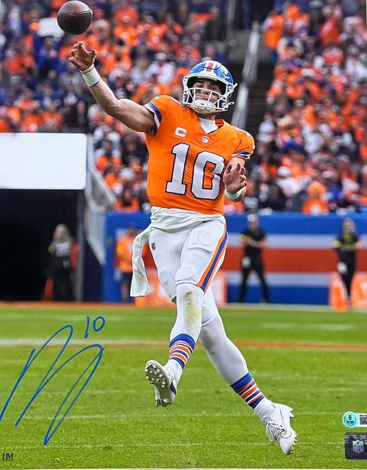 Bo Nix Signed 16x20 Photo Framed w/ Plaque + Logo Auto BAS COA Denver Broncos QB