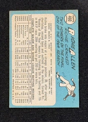 1965 Topps #460 Richie Allen Ex Rookie Trophy Phillies