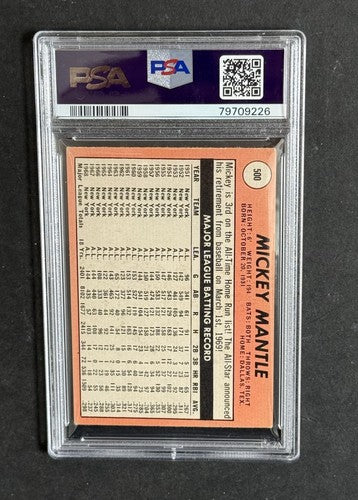 1969 Topps Set-Break #500 Mickey Mantle Last Name In Yellow PSA 3 VG Centered