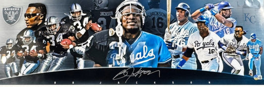 Bo Jackson Signed Framed Panoramic Photo LA Raiders KC Royals Auto BAS COA