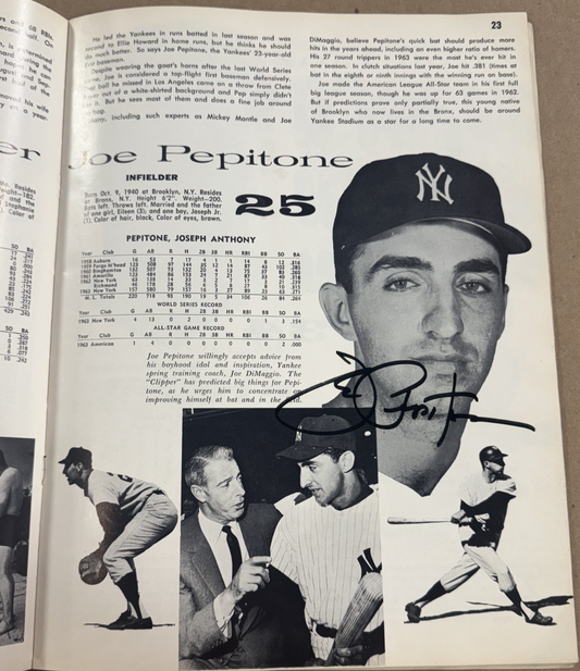 1964 NY Yankee Yearbook 4 Auto Blanchard Pepitone Lopez Tresh Auto CBM COA