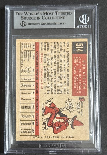 1959 Topps Bob Gibson #514 Rookie Signed Stat HOF Cy 9x All Star 251 Auto BAS