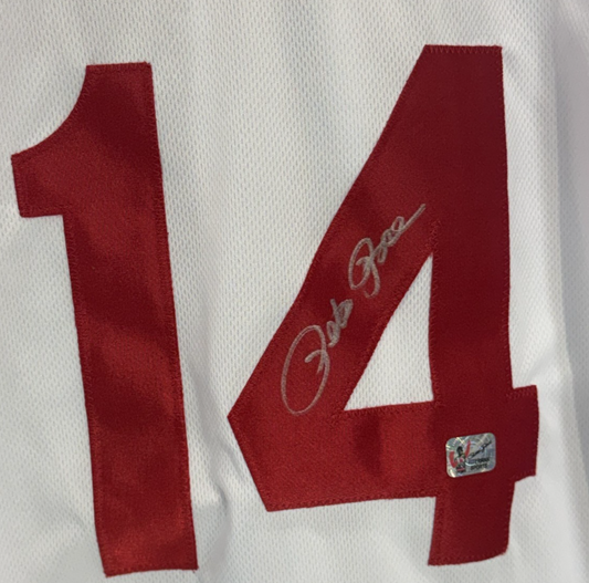 Pete Rose Signed 14 Hit King Jersey Auto Fiterman Sports COA Cincinatti Reds