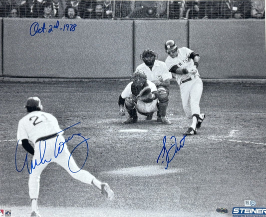 Bucky Dent Mike Torrez Signed 16x20 Framed HR Photo 10/2/78 ins Auto Steiner MLB