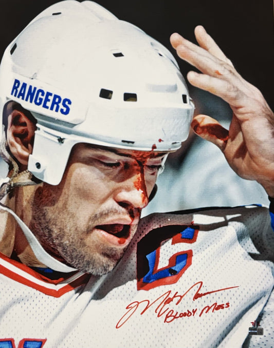 Mark Messier Signed Rangers 16x20 Framed Photo Bloody Mess Auto Steiner Le/11
