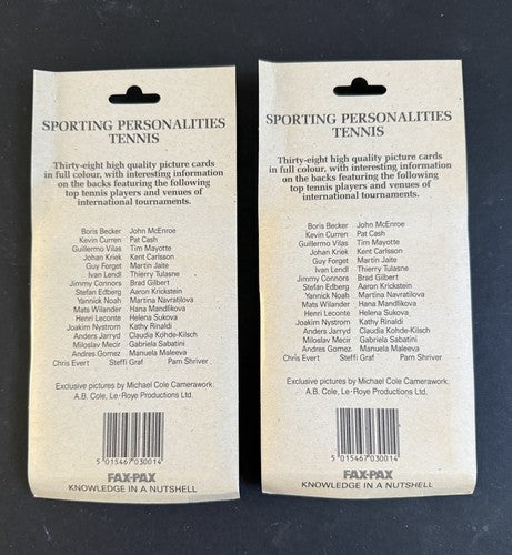 1986 FAX PAX Factory Blister 2 Pack TENNIS SET John McEnroe Steffi Graf Rookie
