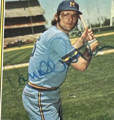 Darrell Porter Signed Original 1974 Topps #194 Brewers Centered Auto Psa Coa