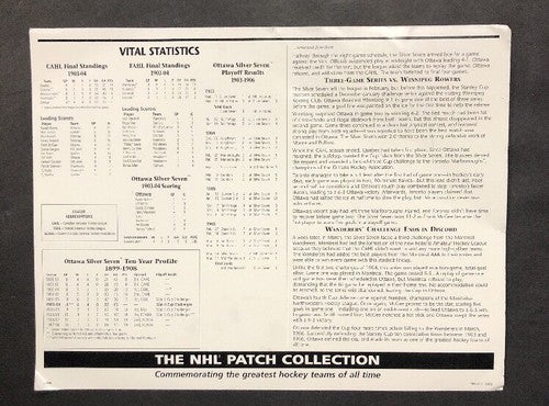 1904 Ottawa Silver Seven Patch NHL Patch Collection Stanley Cup Champions 8x6