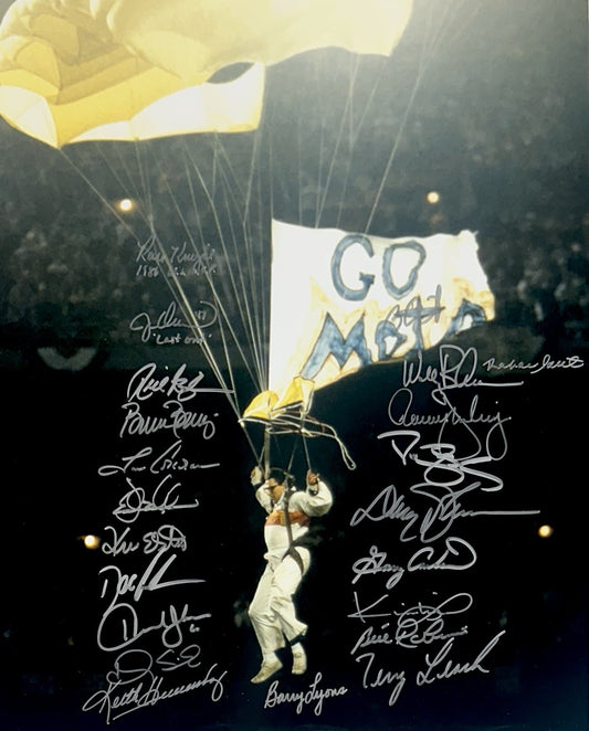 1986 Mets WS Team Signed 16x20 Framed Parachute Photo 22 Auto Gary Carter HOF
