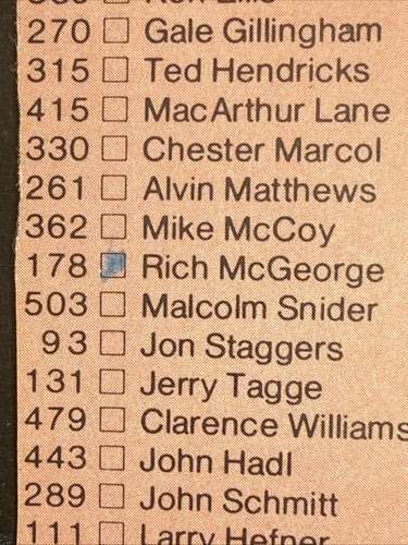 1975 Topps Football Green Bay Packers - Team Checklist Schedule Rare hand cut