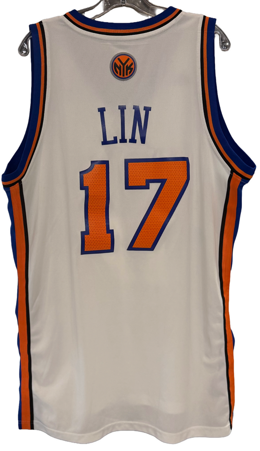 Jeremy Lin Linsanity Adidas NY Knicks Vintage NBA Home White Jersey #17 Sz L +2