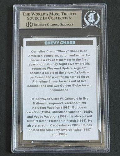 Chevy Chase Signed Rookie Trading Card Beckett BAS Griswold Fletch Ty Webb Auto