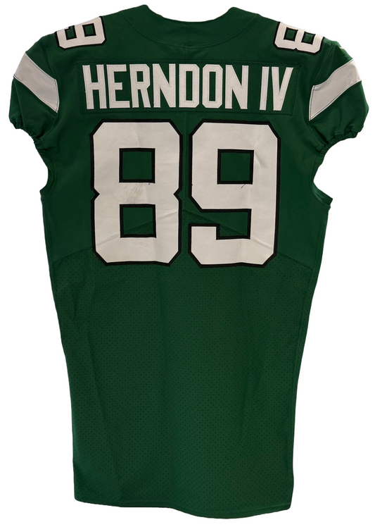 Chris Herndon Ny Jets Game Worn Used Nike 2020 Line Green Jersey Sz44 +6 Length