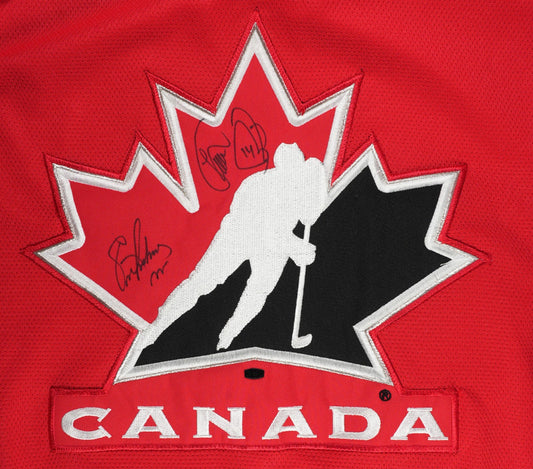 Eric Lindros Theo Fleury Signed Nike Team Canada Hockey Jersey Flyers Auto PSA