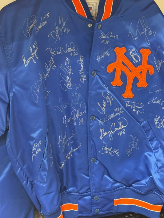 1989 NY Mets Complete Team Signed Auth Starter Jacket Strawberry 29 Auto COA 1/1
