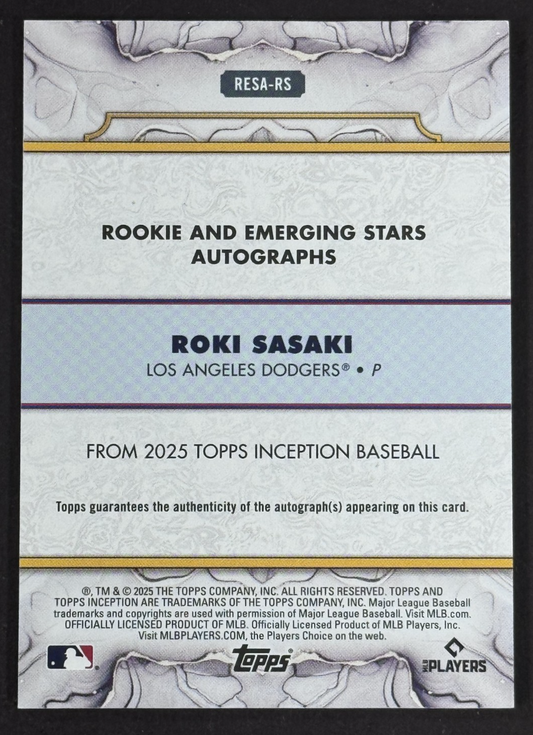 2025 Topps Inception Roki Sasaki Rookie Auto LE /75 #RESA-RS LA Dodgers RC Mint
