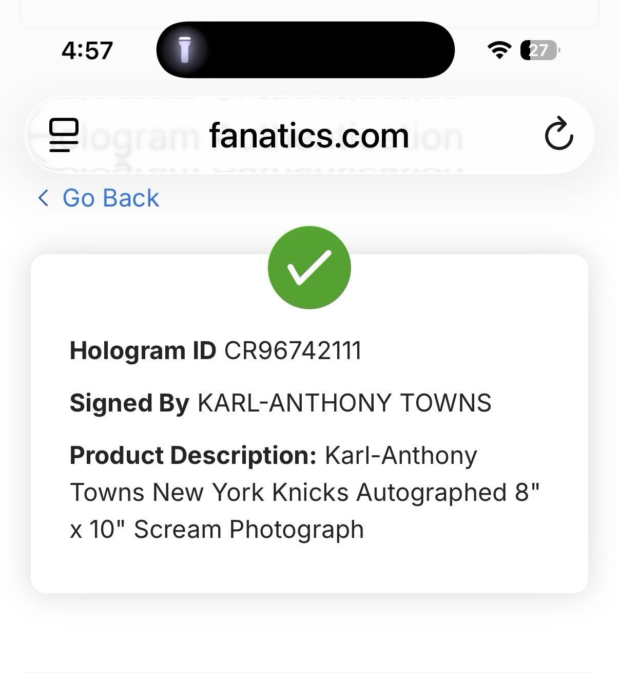 Karl Anthony Towns Signed 8x10 Framed Photo w/Coin Auto Fanatics COA NY Knicks