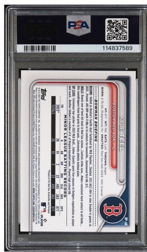 2024 Bowman 1st Kyle Teel 1/5 Paper Prospect RED RC PSA 8 White Sox Rookie Nm Mt