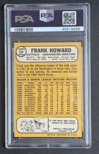 1968 Topps #320 Frank Howard Senators PSA 8 - NM/MT