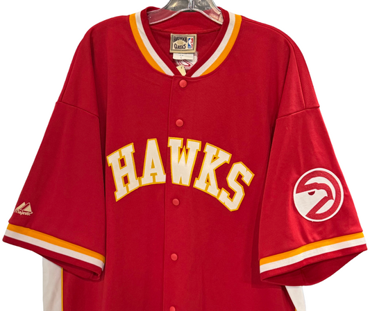 Atlanta Hawks Authentic Majestic Hardwood Classics NBA Shooting Shirt Sz L NWT