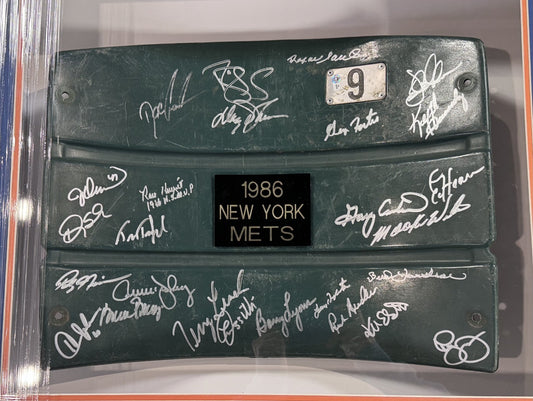 1986 WS NY Mets Signed Shea Stadium Seat Back Framed Shadowbox 26 Auto MLB COA