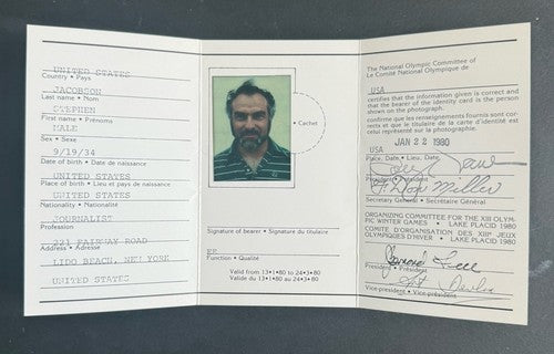 1980 Winter Olympic Rare Identity Card Access Ticket Lake Placid Usa Hockey Mint