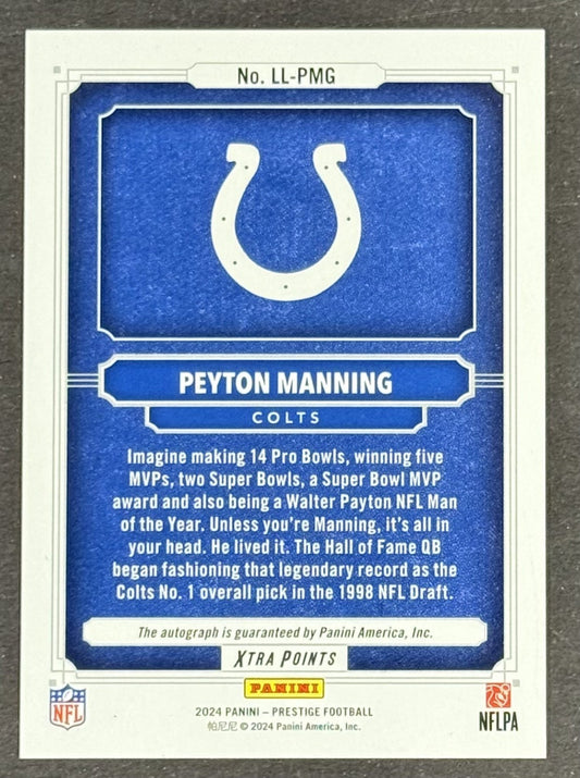 2024 Panini Prestige Living Legends Peyton Manning Auto Colts HOF LE 3/3 Bookend