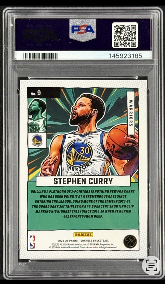 2024-25 Panini Donruss Net Marvels Stephen Curry #9 PSA 10 Gem Mint Low Pop