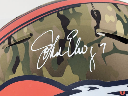 John Elway Signed Denver Broncos Camo Authentic Riddell Helmet Auto BAS COA HOF