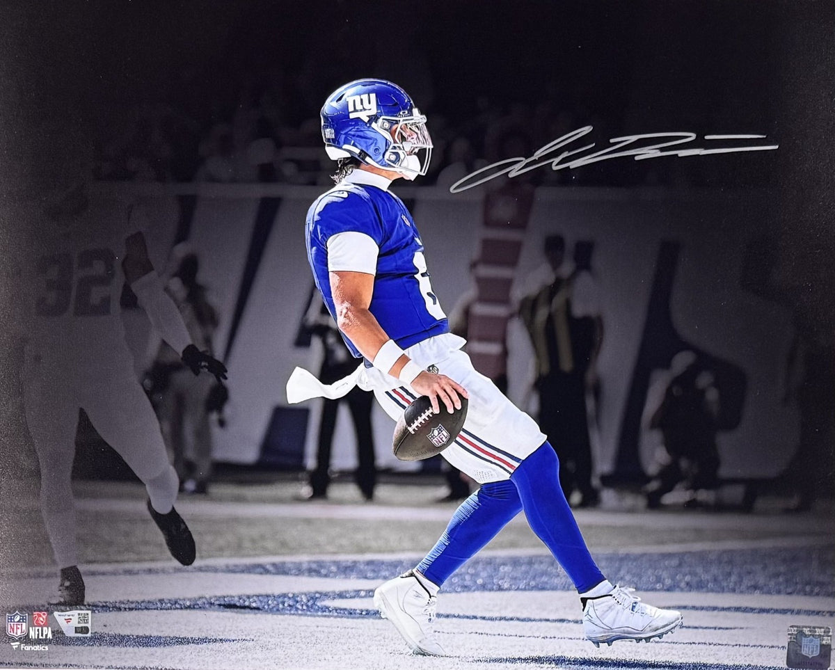Jaxson Dart Signed 16x20 1st TD Framed Photo w/Plaque Auto Fanatics COA Giants