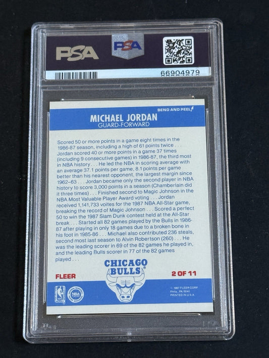 1987 - 88 Fleer Sticker Michael Jordan #2 PSA 8 Nm - Mint Beauty HOF Bulls