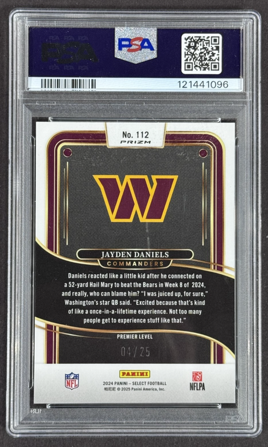2024 Select Jayden Daniels Tie Dye Prizm LE/25 PSA 10 Gem MT Wash Commanders RC