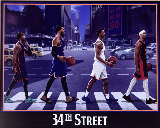 New York Knicks 34th St MSG 16x20 Litho Framed W/Coin Brunson Kat OG Hart Finals
