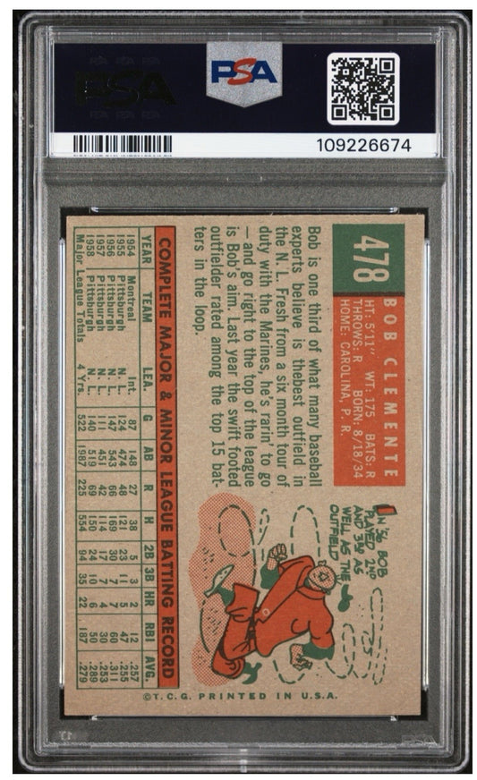 Roberto Clemente 1959 Topps #478 PSA 4 Much Nicer Razor Sharp Clean High End