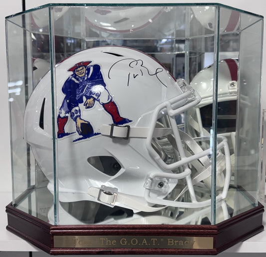Tom Brady Signed Patriots Riddell Throwback Replica Helmet Auto Fanatics W/Case