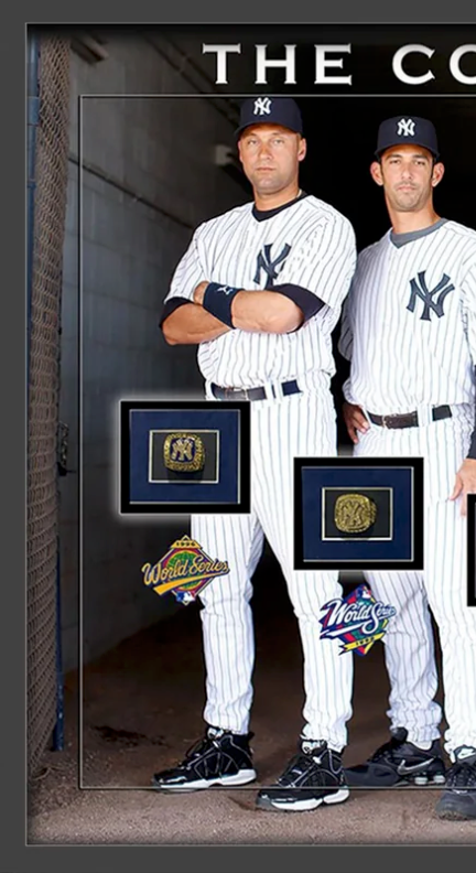 NY Yankees The Core Four Photo Framed WS Rings 3D Shadowbox 26x32 Jeter Rivera