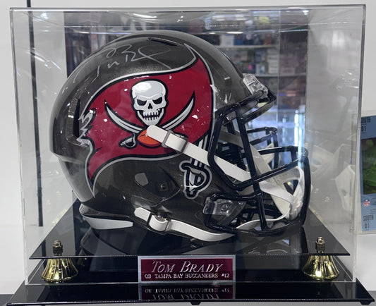 Tom Brady Signed TB Buccaneers Riddell Replica Helmet Auto Fanatics COA W/Case