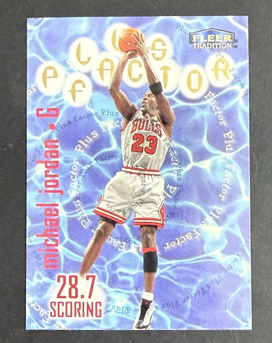 Michael Jordan 1998 Fleer Tradition Plus Factor #142 Bulls Mint Pack Fresh HOF