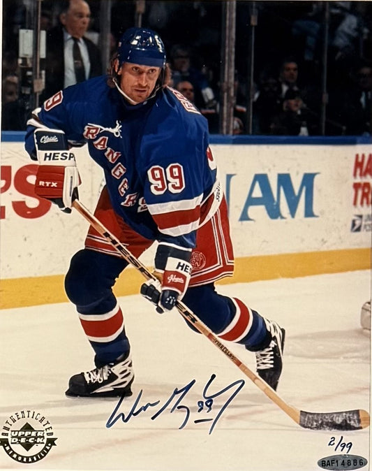 Wayne Gretzky Signed 8x10 Photo Framed LE 2/99 NY Rangers Auto HOF UDA COA