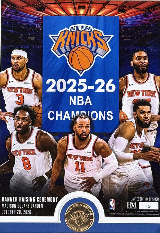 NY Knicks 2026 NBA Champions Banner Bronze Coin Highland Mint Brunson OG KAT