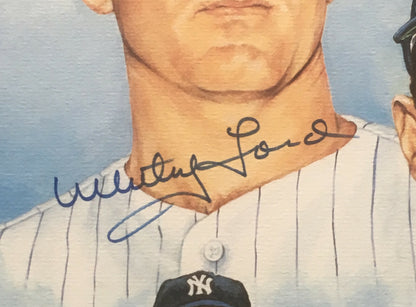 Mickey Mantle Billy Martin Whitey Ford Signed 19x25 Yankees Litho Photo Hunt Coa